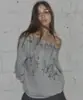 Camisetas Estilo Punk Oscuro Y2K Europeo y Americano Estilo Callejero Chica Picante Estampado Hombros Descubiertos Manga Larga Sudadera Camiseta Básica para Mujer Venta al por Mayor