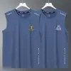 2026 Novo Estilo Camiseta Regata de Seda Gelada para Homens, Verão Soltinha, Fitness Esportivo Secagem Rápida Sem Mangas Regata Fina