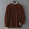 Suéter Baicai Rong Otoño/Invierno Nuevo 100% Lana Pura Engrosado Cuello Medio Alto Punto Grueso Ropa de Punto Simple de Negocios