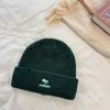 Chapéu de Tricô Tendência Estilo Coreano com Bordado de Raposa Feminino Outono e Inverno Versátil Proteção de Orelhas Cabeça Grande Chapéu de Lã Masculino Tendência