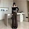 Pantalones acampanados de alta calidad de dos piezas falsos transfronterizos con detalle de volantes, nueva moda otoño 2026 cintura alta adelgazantes casuales largos