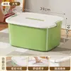 Caja de almacenamiento, uso doméstico, forma cuadrada, para bocadillos y juguetes, organizador de escritorio, plástico, con asa y tapa, engrosada, gran capacidad