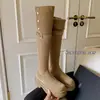 Botas altas de pierna gruesa de mm de grosor para mujer, botas largas de otoño e invierno, botas largas de suela gruesa ajustadas, circunferencia de caña grande, botas de jinete altas, talla grande