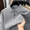 Suéter de punto de alta calidad para hombre, importación, nuevo para otoño, casual, color liso, jacquard, manga larga, con cuello camisero
