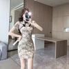 Verão Transfronteiriço Nova República da China Jovem Melhorado Cheongsam Cintura Curta Emagrecedor Elegante Senhoras Moda Feminina