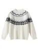 Suéter de tricô de cashmere infantil, unissex, espessado, com um elegante padrão Fair Isle, um novo design outono/inverno e uma base de tricô jacquard.