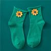 Meias Florais Pequenas Estilo Hyuna para Mulheres, Finas de Verão Tendência Ins, Girassol Japonês Fofo de Algodão Celebridade da Internet Meias Curtas, Estilo Ins