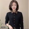 Camisa Base de Moda a Cuadros Patchwork con Cuello Solapa para Viajes de Invierno Nueva Camisa para Mujer para Dropshipping