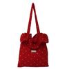 Estilo Coreano Lindo Cereza Moda Bolso de Hombro de Gran Capacidad para Mujer Chifón Estilo Relajado Bolsa de Compras para Estudiante Bolso de Mano Bolso Pequeño