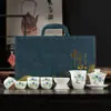 Moda Nacional China Dehua Mate Jade Gordo Porcelana Blanca Traje Hogar de Gama Alta Tapa Tazón Caja de Regalo Traje Taza de Degustación Imprimible