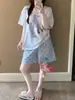 Shorts de cuadros estilo ins de verano para niñas, de cintura alta, adelgazantes, estampado de mariposas, pantalones casuales, shorts anchos y fluidos