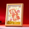 Ornamento de porta-retrato de areia movediça oco estilo chinês, boa sorte sempre presente, atrai riqueza, decoração de mesa para inaugurações de negócios, chás de casa nova e espaços de escritório