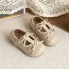 Zapatos de Cuero Rojo para Niñas Moda Suela Suave Zapatos de Princesa 2026 Primavera Nuevo Estilo Zapatos Individuales Doble Moño para Niñas Mocasines