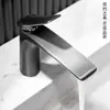 Lavabo de Lujo Ligero Grifo Gris Pistola Todo Cobre Agua Caliente y Fría Lavabo Doméstico para Baño Lavabo Lavabo de Mesa Grifo
