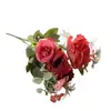 Envío Gratis Estilo Europeo Ramo de Rosas de Simulación 5 Tenedores Decoración Floral para el Hogar Sala de Estar Hotel Escritorio Flor de Seda Transfronterizo