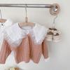 2026 Nova Coleção Início da Primavera Suéter de Lã Infantil Manga Longa Cardigan de Tricô Cortado Jaqueta para Bebês Meninas Rosa Jaqueta Versátil