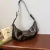 Estilo Coreano Ins Grande Capacidade Retrô Cor Sólida Plissado Bolsa de Dumpling Estilo Preguiçoso Casual Personalidade Elegante Bolsa de Ombro Único Sob o Braço