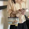 Bolso de Paja Tejida Rayado de Nuevo Estilo para Mujer, Bolso Cubo Casual de Nicho para Vacaciones, Bolso de Mano 2026, Bolso de Playa