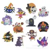 Pintura de Diamantes 5D DIY Pegatinas Aleatorias Pegatinas de Pared Pegatinas Hechas a Mano para Niños Dibujos Animados Halloween Calavera Calabaza Perforador Redondo