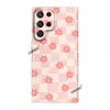 Capa de filme de transferência de calor floral xadrez rosa suave para Samsung S23 Ultra/S22 Ultra