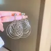 Brincos Circulares Metálicos Multicamadas Exagerados, Estilo Europeu e Americano, Moda Personalizada, Brincos de Luxo para Mulheres, Design de Nicho