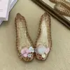 Sapatos de Gelatina de Cristal de Luxo, Tamancos, Sandálias Rasas de Moda para Praia Femininas, Versáteis, de Verão, Rasas, Antiderrapantes para Mulheres