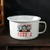 Tigela de esmalte antiga tigela para miojo com tampa extra grande miojo dormitório estudantil copo tigela de fast food fácil de limpar grande capacidade