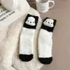 Calcetines de mujer de forro polar Muppet sin pelusa, panda de dibujos animados, calcetines gruesos para el suelo, perro tridimensional, calcetines cálidos para dormir
