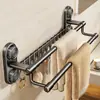 Porta Toallas de Baño de Doble Barra con Ventosa Fuerte Montado en la Pared con Ganchos Barra Colgante para Secar Toalla de Inodoro Toalla de Baño Hogareño