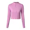 Suéter Elegante Feminino Malha Trançada Meia-Zip Cor Sólida Estilo Europeu e Americano Transfronteiriço 2026 Nova Moda Atacado