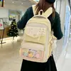 Mochila transparente de ombro duplo estilo japonês, novo design xadrez fresco, alto apelo estético, mochila escolar para meninas do ensino fundamental