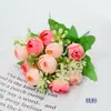 Flores artificiales para decoración del hogar, flores falsas transfronterizas, arreglos florales de escritorio, decoraciones de boda, ramo de 10 cabezas de capullos de rosa de té de primavera