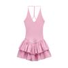 Vestido de Moda para Mujer Estilo Europeo y Americano Trendy Versátil Patchwork Halter