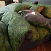 Juego de Cuatro Piezas de Franela de Algodón Puro Estilo Retro Francés Nuevo Estilo 2025 Funda Nórdica 100% Algodón Ropa de Cama Sábana Juego de Tres Piezas Sábana Ajustable