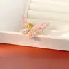 Pulsera, Anillo, Collar de Mariposa con Circonita Rosa, Cadena para Clavícula de Lujo Ligero de Nicho, Set de Joyería Elegante y con Estilo
