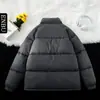 Jaqueta de Algodão Masculina Enbu de Inverno Cor Sólida Gola Alta Acolchoada Quente Tendência Moda Casaco Puffer Casual para Homens