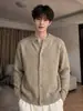 Estilo Old Money Suéter Cardigan Gris Chaqueta para Hombre Otoño Retro Americano Tejido Pesado Material de Canalla Guapo Esposo Top