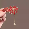 Broche de fuegos artificiales de esmalte rojo de Año Nuevo para mujer con pedrería brillante y borlas, Pin de solapa de traje de alta gama, Nuevo accesorio 2025