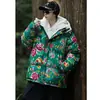Abrigo Largo de Algodón Abrigo Flor Grande del Noreste Estilo Chino Hanfu para Hombre y Mujer Holgado Cálido A Prueba de Frío con Capucha Abrigo de Algodón Moderno para Hombre y Mujer