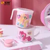 Nuevo Vajilla de Melamina My Little Pony de Wuhe, con Licencia Oficial de Hasbro, Incluye Plato Infantil con Múltiples Compartimentos, Cuchara, Vaso para Agua y Tazón Profundo