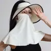 Máscara femenina de verano de seda de hielo con visera sombrero de sol transpirable protección UV cubierta Cara completa Kini verano
