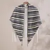 Cachecol de tricô triangular listrado estilo retrô para mulheres, protetor de pescoço quente para outono e inverno, xale moderno e versátil