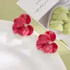 Pendientes de Perla de Alta Calidad con Pasador de Plata 925 Flor de Lazo Tulipán Piedra Ojo de Gato Pendientes de Hoja Tono Vibrante Igual