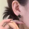 Pendientes Cuadrados Vintage Incrustados con Diamantes, Estilo de Moda Retro Oscuro, Pendientes de Lujo Ligero y de Gama Alta para Mujer