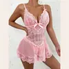 Comercio Exterior Europeo y Americano Transfronterizo Tallas Grandes Nuevo 2024 Conjunto de Pijama Sexi de Encaje Transparente Erótico para Mujer Seductor