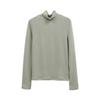 Sin Devolución Sin Cambio Cuello Alto Color Sólido Manga Larga Camiseta Básica Mujer Primavera Nueva Ajustada Terciopelo Delgado Cálido Top Mujer C3757