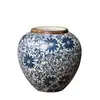 Vaso Jingdezhen Vaso Chinês Sala de Estar Entrada Quarto Flores Secas Conjunto de Três Peças de Vaso de Flores Azul e Flor Crisântemo