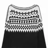 Atacado Fábrica de Roupas Femininas Transfronteiriça 2026 Primavera e Outono Novo Estilo Estilo de Hong Kong Fair Isle Bloco de Cores Jacquard Suéter