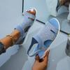 Zapatos de Mujer Transfronterizos Verano 2022 Nuevo Estilo Tejido de Malla Diamante Caliente Transpirables Color Puro Pedrería Zapatos de Playa Ligeros Talla Grande Sandalias de Mujer