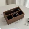 Caja de Almacenamiento con Compartimentos de Madera para Escritorio Retro, Organizador de Cosméticos y Artículos Pequeños, Caja de Almacenamiento Rectangular Exquisita de Alta Gama